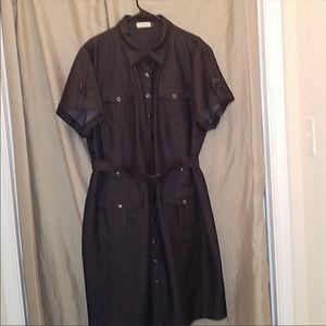 Plus Size Denim Dress (Dark Gray)